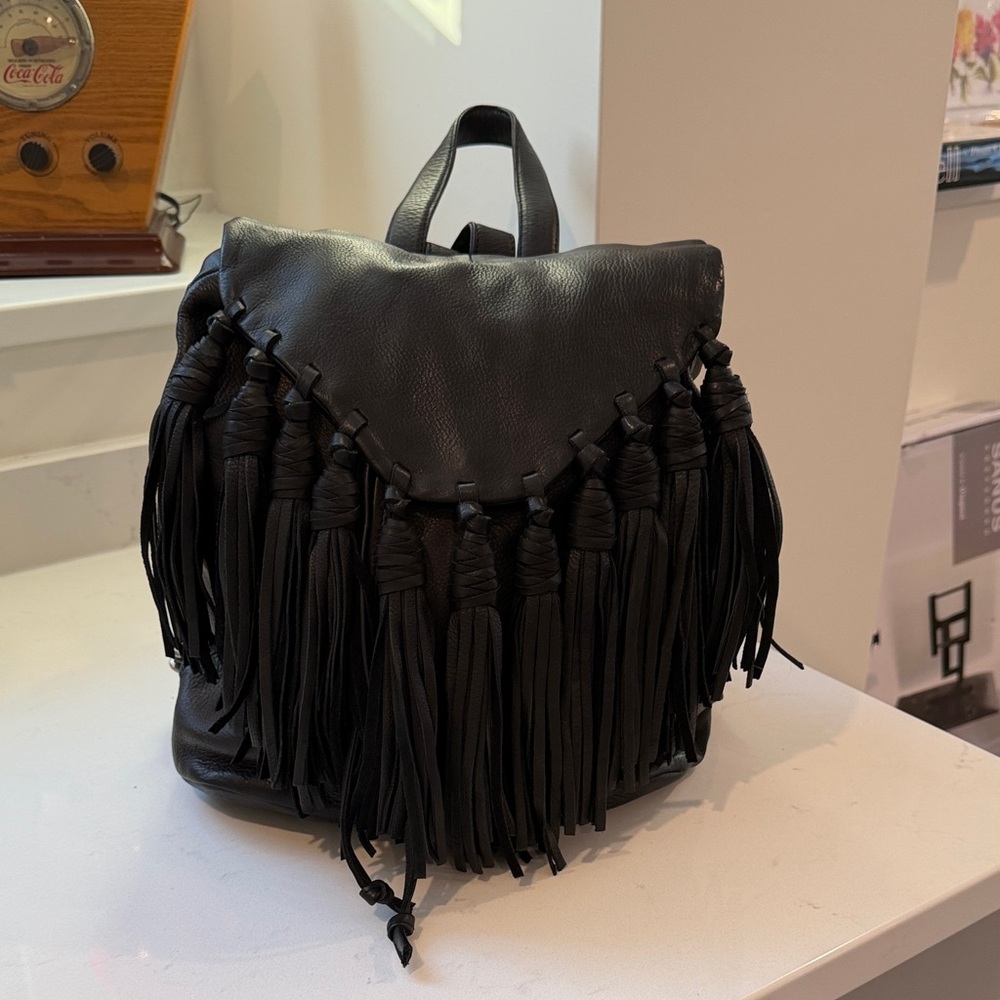 Elegant Black Fringe Backpack